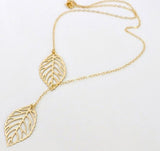 Women's Gold or Sliver Leaf Pendant Multi-Layer Necklace