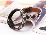 Men's Genuine Leather Cuff with Metal Cross Rivets