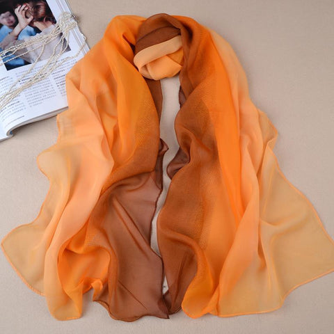 Nice Chiffon Scarf Women High Quality Gradual colors chiffon georgette silk scarves shawl female long design
