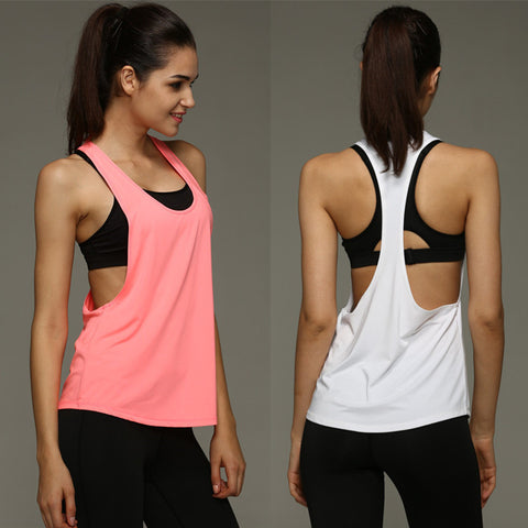 Summer Sexy Women Tank Tops Dry Quick Loose Gym Fitness Sport Sleeveless Vest Singlet for Running Training Solid Color