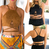 Suede Bustier Vest Crop