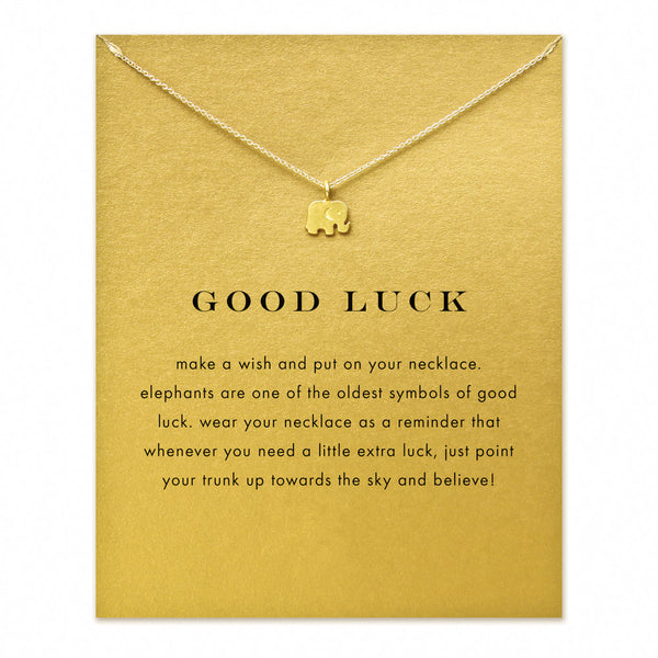 Hot Sale Sparkling good lucky elephant Pendant necklace gold plated Clavicle Chains Statement Necklace Women Jewelry(Has  card)