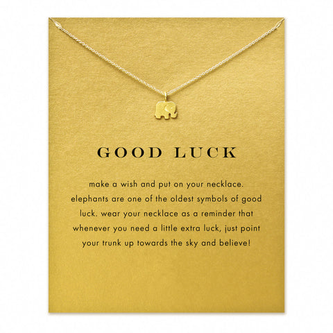 Hot Sale Sparkling good lucky elephant Pendant necklace gold plated Clavicle Chains Statement Necklace Women Jewelry(Has  card)