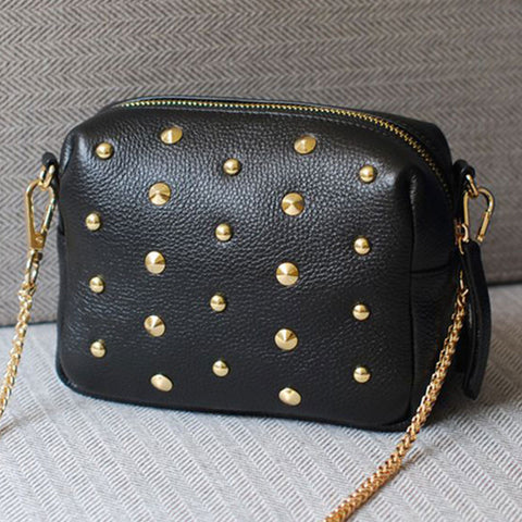 Lowest price ! New fashion Rivet women shoulder handbag PU leather Crossbody bag designer vintage women mini chain messenger bag