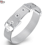 Silver -Plated (925) Mesh Belt Buckle Bracelet