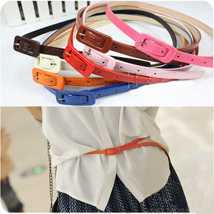 Hot fashion Waist belt Retro Square Pin Buckle Candy color belt Skiny Thin Waistband Lovely belts 11 colors Cinto Femm Nice Gift