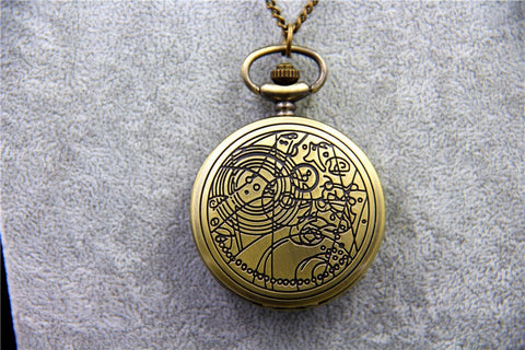 Fashion Jewelry Vintage TARDIS Necklace Doctor Who Pocket Watches Necklace Gallifreyan Necklace Dia45mm