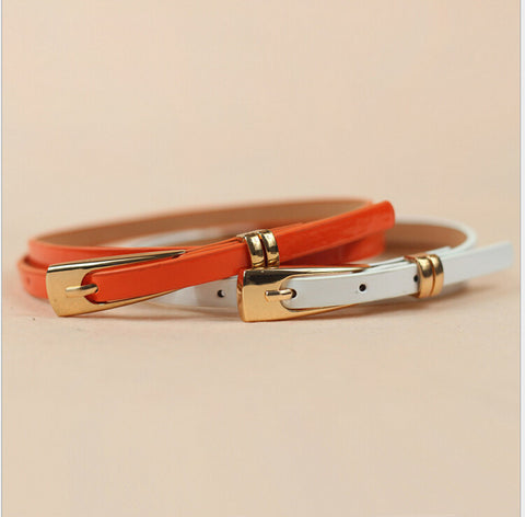 2015 New famale ladies waist belt 16 colors Alloy metallic buckle slim thin Straps elastic PU leather All-match free shipping