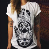 European Style Summer T shirt Women 2016 Hamsa Hand 3D Print T-shirt Fashion Graphic Tees Women Designer Clothing