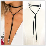 Leather Bow Choker Necklace