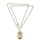 Retro Bronze Cartoon Owl Pendant Pocket Watch with Sweater Chain Slide