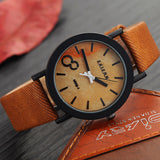 Wooden Design Quartz Men's Watch with Leather Strap