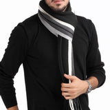 Men's Striped Winter Shawl Scarf with Tassels