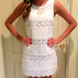 Sleeveless White Lace Dress