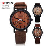 Wooden Design Quartz Men's Watch with Leather Strap