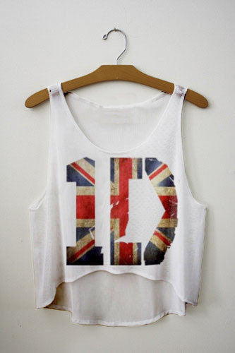 SexeMara  Pop Culture Fitness Crop Tops "1D Union Jack"