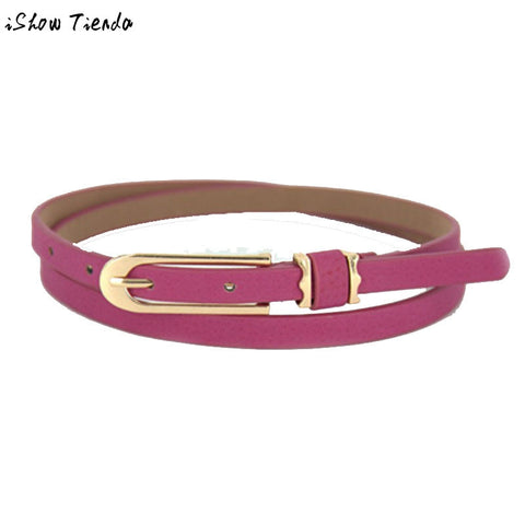 Top Sale Fashion Women Girl Candy Color PU Leather Thin Skinny Cummerbund Waist Belt Alloy Buckle Straps Waistband Wholesale