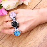 Women's Elastic Quartz/Steel Watch Finger Ring