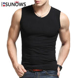 Fashion Brand Men's 95% Cotton O-Neck Tank Tops Summer Male Sleeveless V-Neck Vest 2016 Casual Gilet White / Gray / Black