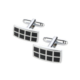 Men's Stainless Steel Silver Vintage Grid Cuff Links