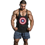 2015 New Summer Captain America Sports  Singlets Mens Tank Top TShirt Stringer Bodybuilding Golds Gym Cotton Sports Vest