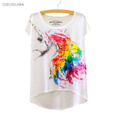 2016 Brand New Cotton t Shirt Women Short Sleeve t-shirts o-neck Causal loose Magic Unicorn T Shirt Summer tops for women