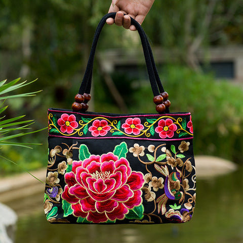 2016 National Trend Women Bags Handmade Double Faced Flower Embroidered Canvas Embroidery Ethnic Shoulder Bags Handbag