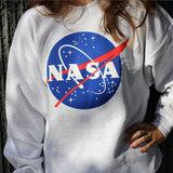 Yomsong New Women NASA Printed Pullover Sweatshirt Loose Jumper Baseball Tee Tops Blouse