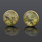 Button Style Retro World Map Cufflinks