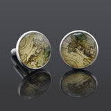 Button Style Retro World Map Cufflinks