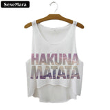 SexeMara Fitness Crop Tops "Hakuna Matata"