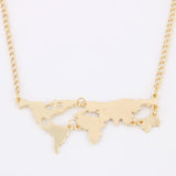 Gold Plated World Map Pendant Necklace