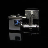 Stainless Steel Men's Blue Crystal Cufflinks