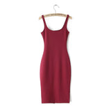 Sleeveless Slim Fit O-neck Solid Pencil Dress