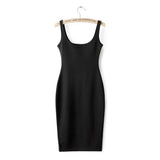 Sleeveless Slim Fit O-neck Solid Pencil Dress