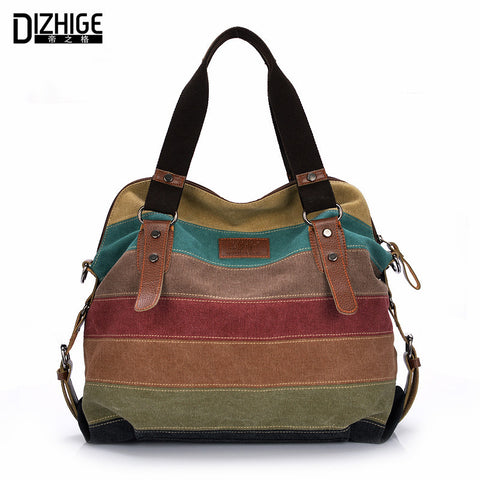 Canvas Bag Tote Striped Women Handbags Patchwork Women Shoulder Bag New Fashion Sac a Main Femme De Marque Casual Bolsos Mujer
