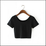2016 New Women Best Sell U neck Sexy Crop Top Ladies Short Sleeve T Shirt Tee Short T-shirt Basic Stretch T-shirts