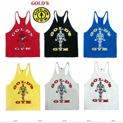 2016 gym vest bodybuilding clothing and fitness men tank tops golds gym brand high quality 100% cotton undershirt gym large size