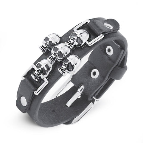 Men's Skull Leather Belt Buckle  Bracelet