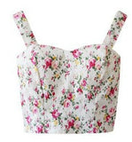 Summer 2016 Floral Crop Top Plaid Short Top Female Halter Women's Dill Tops Crop Short Vest Cropped Feminino Tank Top Elegant