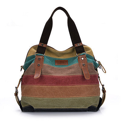 Canvas Bag Tote Striped Women Handbags Patchwork Women Shoulder Bag New Fashion Sac a Main Femme De Marque Casual Bolsos Mujer