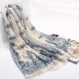 Women's Blue and White Porcelain Style Scarf Shawl