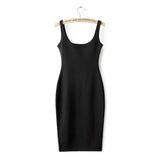 Sleeveless Slim Fit O-neck Solid Pencil Dress