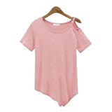 New Solid camisetas Summer Cotton t-shirt Fashion Tops 2016 Punk Rock tee shirt femme Off the Shoulder Strap T Shirt Women C487