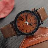 Wooden Design Quartz Men's Watch with Leather Strap