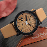 Wooden Design Quartz Men's Watch with Leather Strap