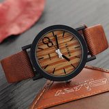 Wooden Design Quartz Men's Watch with Leather Strap