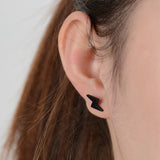 New fashion black gold silver 3 color  western triangle round flash stud earrings for women gifts jewelry