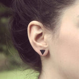 New fashion black gold silver 3 color  western triangle round flash stud earrings for women gifts jewelry