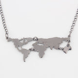 Gold Plated World Map Pendant Necklace